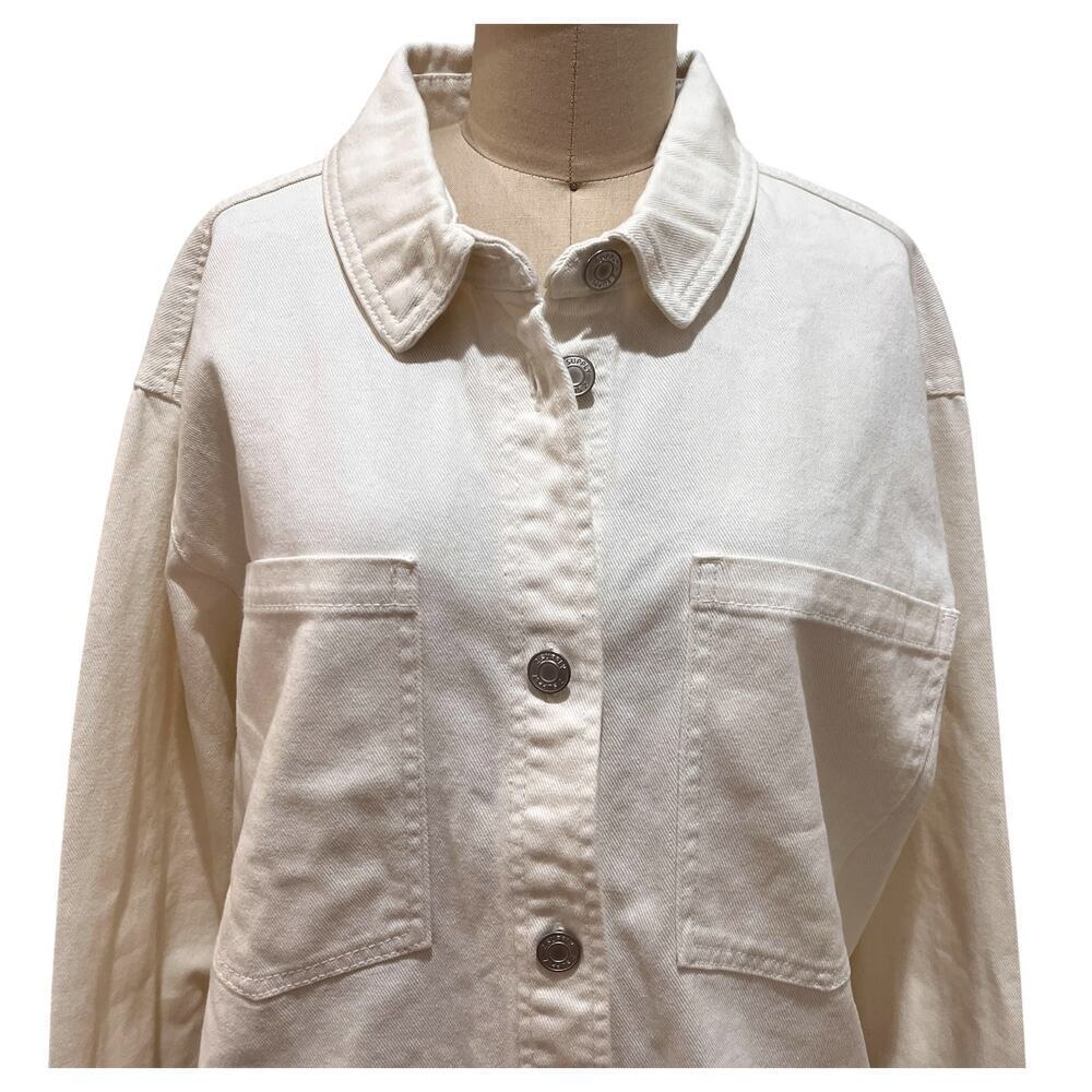 NWT Z Supply All Day Cropped Denim Jacket in Off White Size Large - Picture 7 of 12